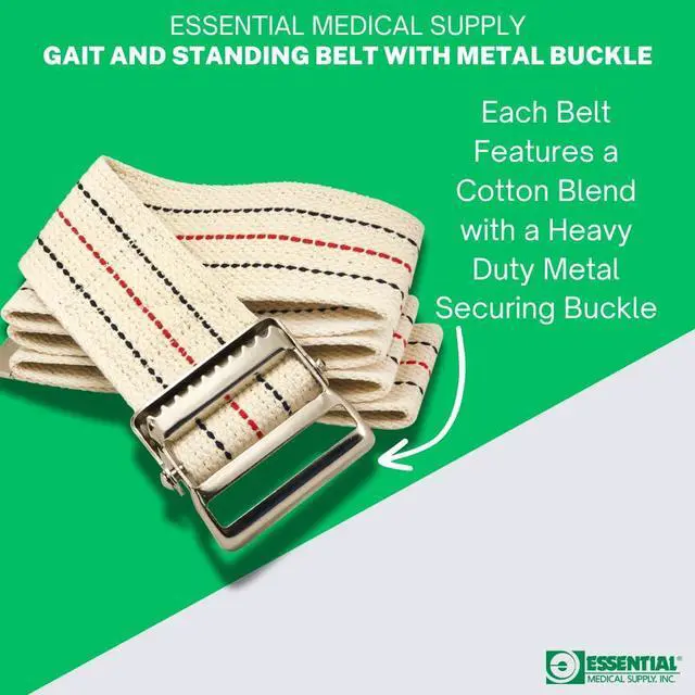 Alt view image 2 of 5 - Cotton Blend Walking Gait and Standing Belt - Secure Metal Buckle, 72 Inch Length - Perfect for Elderly and Patients Requiring Assistance with Transfers