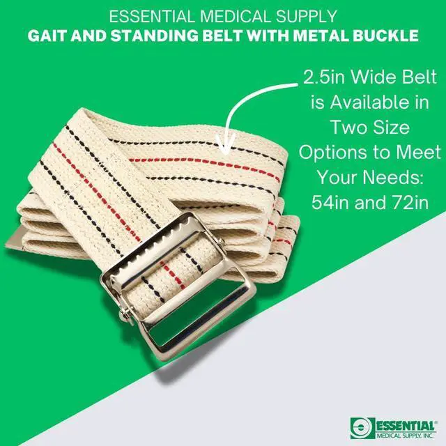 Alt view image 3 of 5 - Cotton Blend Walking Gait and Standing Belt - Secure Metal Buckle, 72 Inch Length - Perfect for Elderly and Patients Requiring Assistance with Transfers