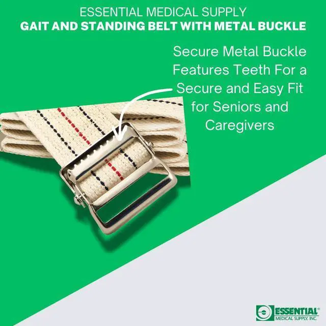 Alt view image 4 of 5 - Cotton Blend Walking Gait and Standing Belt - Secure Metal Buckle, 72 Inch Length - Perfect for Elderly and Patients Requiring Assistance with Transfers