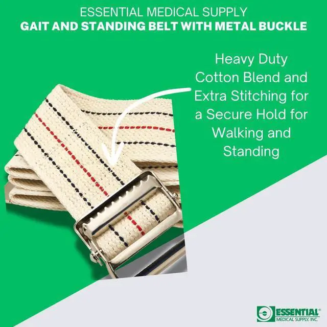 Alt view image 5 of 5 - Cotton Blend Walking Gait and Standing Belt - Secure Metal Buckle, 72 Inch Length - Perfect for Elderly and Patients Requiring Assistance with Transfers