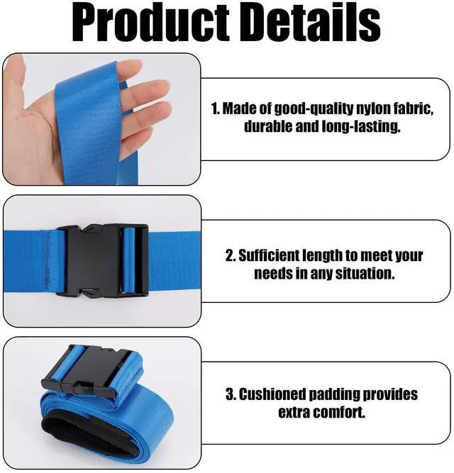 Alt view image 4 of 7 - Mobilization Belt, Adjustable Physical Mobilization Band Pt Strap with Thick Cushioning Pad for Yoga Leg Hip Exercise Seatbelt Transfer Stretching Mobility & Gym Techniques (Blue)