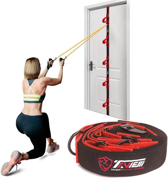 Main image of Door Anchor Strap for Resistance Bands Exercises, Multi Point Anchor Gym Attachment for Home Fitness, Portable Door Band Resistance Workout Equipment, Easy to Install(Black&Red)