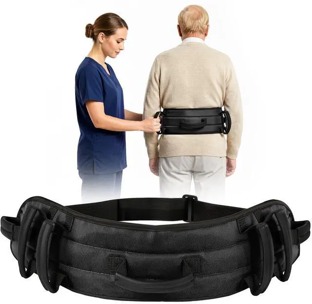 Main image of Gait Belt for Senior with 7 Handles, 59" Anti-Slip Gate Belts medical for elderly, Transfer Belt with Quick Release Buckle, Elderly, Physical, Handicap, Bariatric Therapy, Black & Black