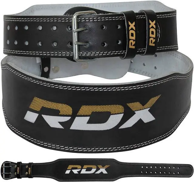 Main image of Weight Lifting Belt Gym Fitness, Cowhide Leather, 4 6 Padded Lumbar Back Support, 10 Adjustable Holes, Weightlifting Powerlifting Bodybuilding Deadlift Squat Workout Strength Training, Men Women