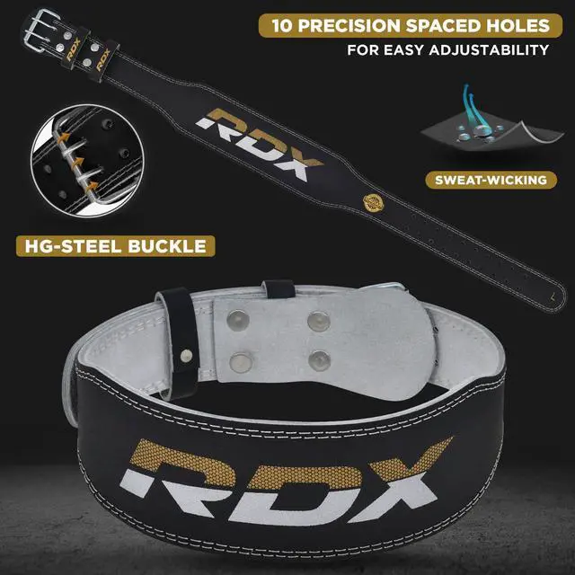 Alt view image 5 of 7 - Weight Lifting Belt Gym Fitness, Cowhide Leather, 4 6 Padded Lumbar Back Support, 10 Adjustable Holes, Weightlifting Powerlifting Bodybuilding Deadlift Squat Workout Strength Training, Men Women
