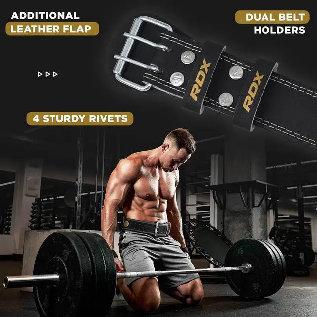 Alt view image 6 of 7 - Weight Lifting Belt Gym Fitness, Cowhide Leather, 4 6 Padded Lumbar Back Support, 10 Adjustable Holes, Weightlifting Powerlifting Bodybuilding Deadlift Squat Workout Strength Training, Men Women