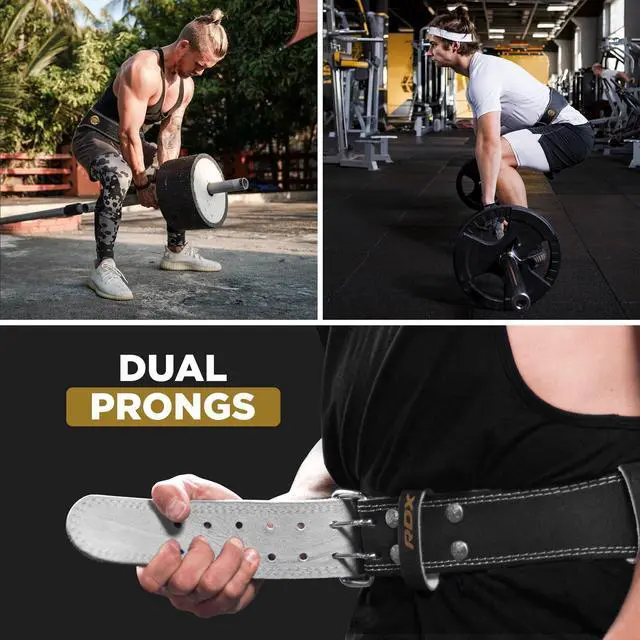 Alt view image 4 of 7 - Weight Lifting Belt Gym Fitness, Cowhide Leather, 4 6 Padded Lumbar Back Support, 10 Adjustable Holes, Weightlifting Powerlifting Bodybuilding Deadlift Squat Workout Strength Training, Men Women
