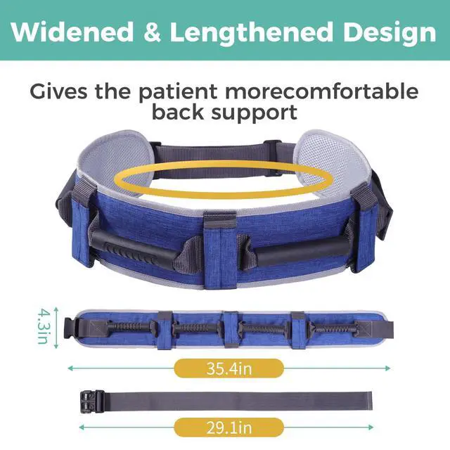 Alt view image 7 of 7 - Adjustable Gait Belt with Handles for Lifting Seniors, Safety Gait Transfer Belt for Patient Lift Assist, Physical Therapy Strap with Quick-Release Buckle for Elderly and Disabled (Blue)