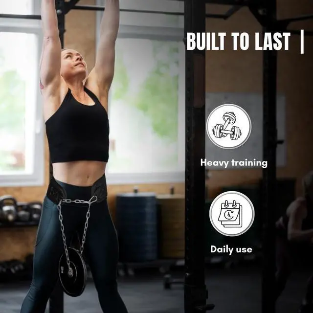 Alt view image 7 of 7 - Dip Belt with Chain Weighted Pull Up Belt, Dip Weight Belt, Weightlifting Belt for Pullups, Squats, and Dips, Belt Squat Attachment Ideal Weight Belt for Pullups, Weightlifting, and GymWorkoutsBlack