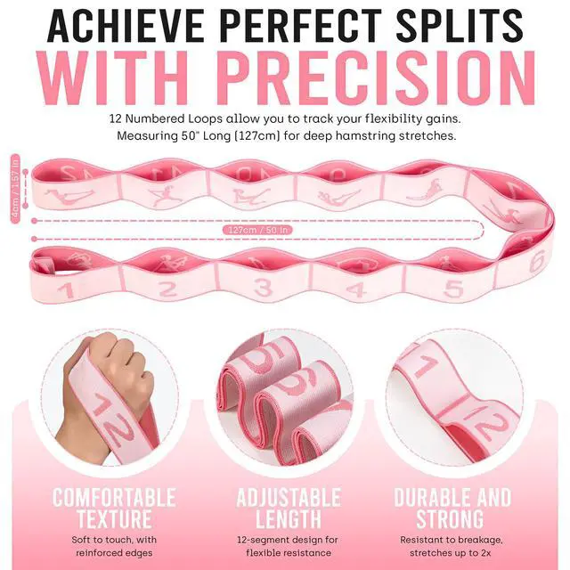 Alt view image 4 of 7 - Resistance Bands, Stretch Band for Exercise, Physical Therapy, Rehab & Flexibility, Home Gym Equipment for Yoga, Pilates, Dance, Gymnastics, Number Loop Elastic Strap for Leg and Hip Stretches