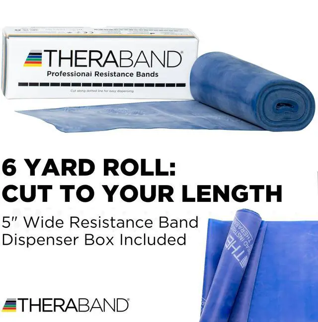 Alt view image 2 of 7 - Resistance Bands, 6 Yard Roll Professional Latex Elastic Band For Upper & Lower Body, Core Exercise, Physical Therapy, Pilates, Home Workouts, Rehab, Blue, Extra Heavy, Level 5