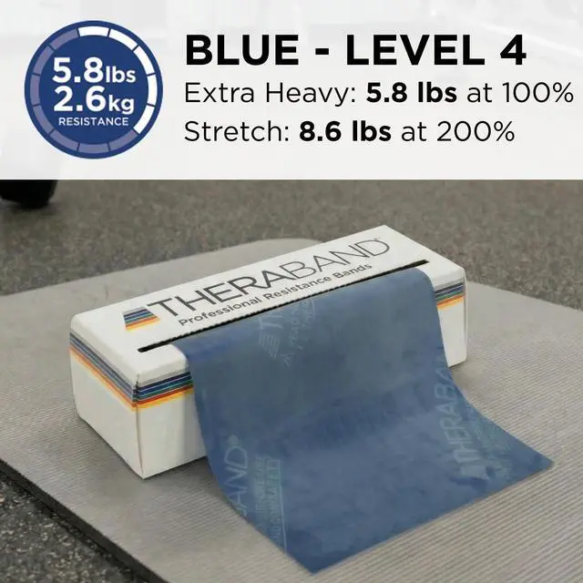 Alt view image 3 of 7 - Resistance Bands, 6 Yard Roll Professional Latex Elastic Band For Upper & Lower Body, Core Exercise, Physical Therapy, Pilates, Home Workouts, Rehab, Blue, Extra Heavy, Level 5