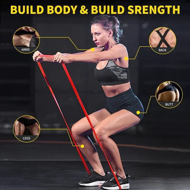 Alt view image 5 of 7 - Resistance Band Pull up Band Fitness Exercise Bands Natural Latex for Workout Body Stretch Powerlifting Band Fitness Sport Training at Home/The Gym - Black