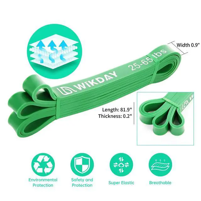 Alt view image 2 of 5 - Resistance Bands for Working Out, Exercise Bands, Workout Bands, Pull Up Assistance Bands for Body Stretching Training Physical Therapy Muscle Training for Men & Women Green (25-65 lbs)