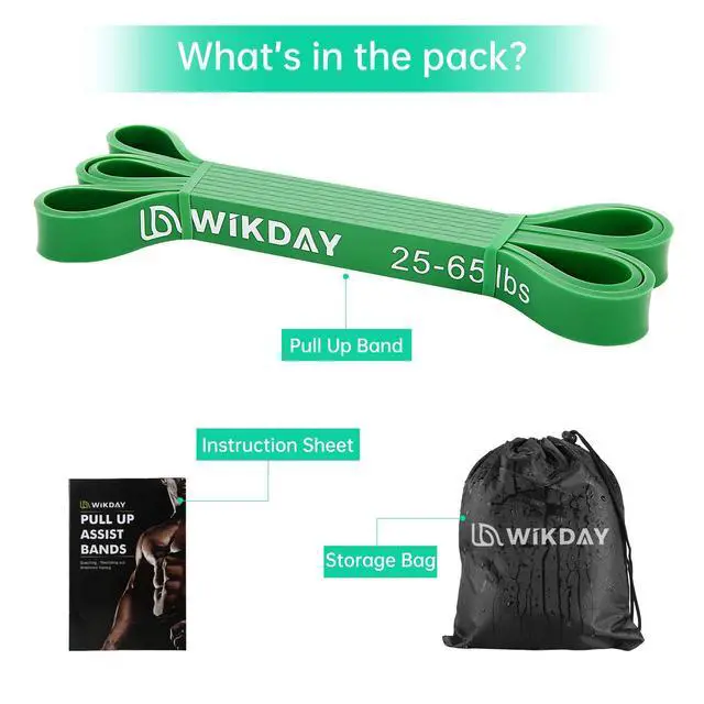 Alt view image 5 of 5 - Resistance Bands for Working Out, Exercise Bands, Workout Bands, Pull Up Assistance Bands for Body Stretching Training Physical Therapy Muscle Training for Men & Women Green (25-65 lbs)