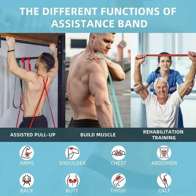 Alt view image 5 of 6 - Resistance Bands, Pull Up Bands, Pull Up Assist Band Exercise Bands for Men & Women Working Out, Body Stretching, Physical Therapy, Muscle Training - Red