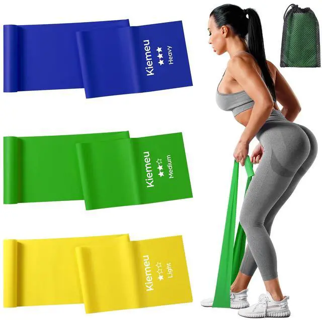 Main image of Flat Resistance Bands for Physical Therapy and Rehab, Pilates, Yoga, Latex Elastic Workout Bands Resistance for Women and Men, 5.9 Feet Long