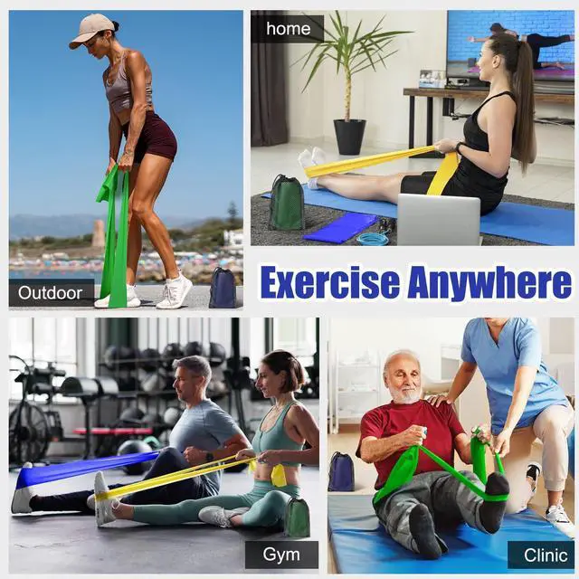 Alt view image 6 of 6 - Flat Resistance Bands for Physical Therapy and Rehab, Pilates, Yoga, Latex Elastic Workout Bands Resistance for Women and Men, 5.9 Feet Long
