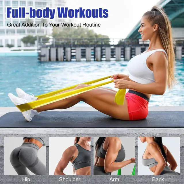 Alt view image 5 of 6 - Flat Resistance Bands for Physical Therapy and Rehab, Pilates, Yoga, Latex Elastic Workout Bands Resistance for Women and Men, 5.9 Feet Long
