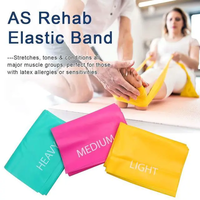 Alt view image 4 of 7 - 7FT. Long Latex Free Elastic Flat Exercise Band Set of 3 with Carry Bag, Wide Fitness Resistance Bands for Pilates, Gym, Physical Therapy, Yoga, Carry Bag, Green & Yellow & Rose Red