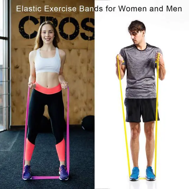 Alt view image 7 of 7 - 7FT. Long Latex Free Elastic Flat Exercise Band Set of 3 with Carry Bag, Wide Fitness Resistance Bands for Pilates, Gym, Physical Therapy, Yoga, Carry Bag, Green & Yellow & Rose Red