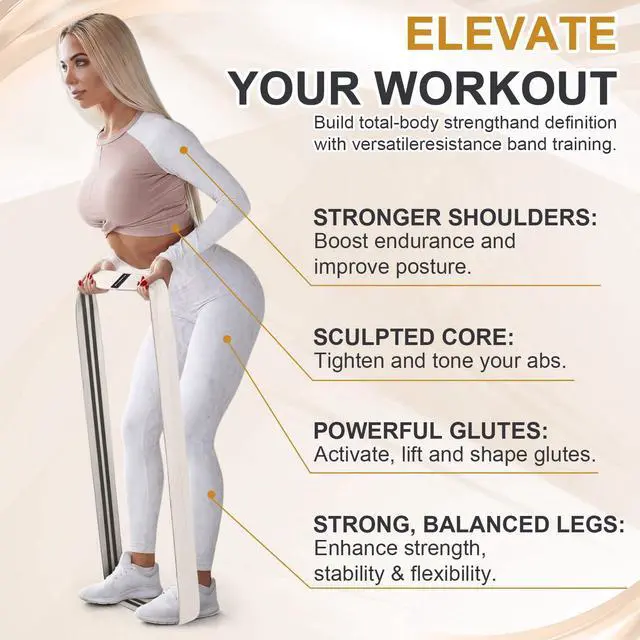 Alt view image 4 of 6 - 80" Long Fabric Resistance Band for Working Out Women Men Non-Slip Exercise Stretch Band with Bag for Stretching Exercise, Yoga, Home Fitness(Light Brown)