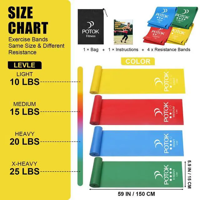 Alt view image 2 of 7 - Resistance Exercise Band Kit,4 Pack 1.5M Resistance Bands for Women or Men,Physiotherapy Recovery Fitness Band for Mobility Strength & Rehab Premium Quality