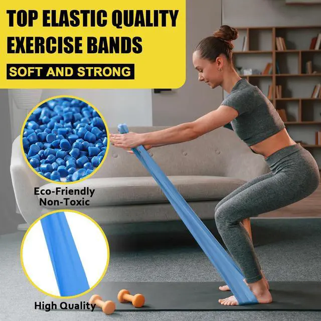 Alt view image 3 of 7 - Resistance Exercise Band Kit,4 Pack 1.5M Resistance Bands for Women or Men,Physiotherapy Recovery Fitness Band for Mobility Strength & Rehab Premium Quality