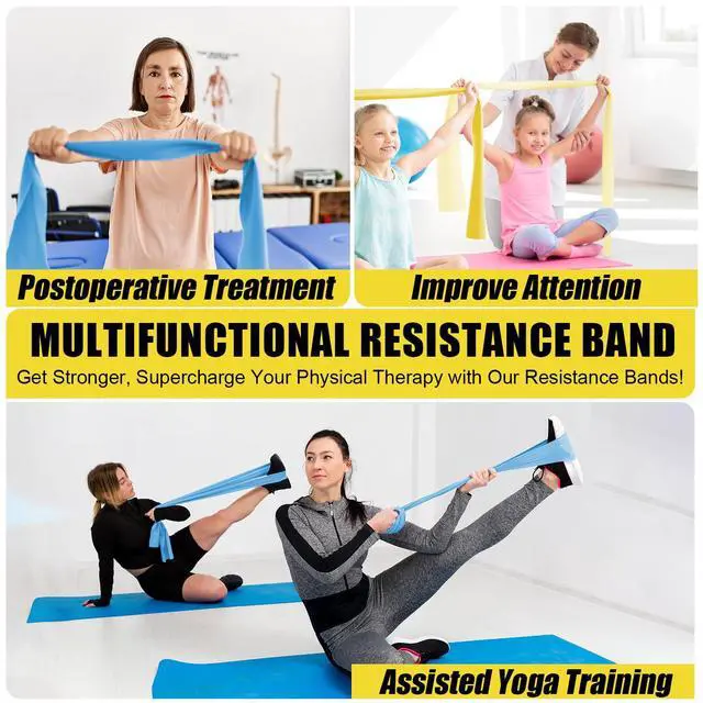 Alt view image 6 of 7 - Resistance Exercise Band Kit,4 Pack 1.5M Resistance Bands for Women or Men,Physiotherapy Recovery Fitness Band for Mobility Strength & Rehab Premium Quality