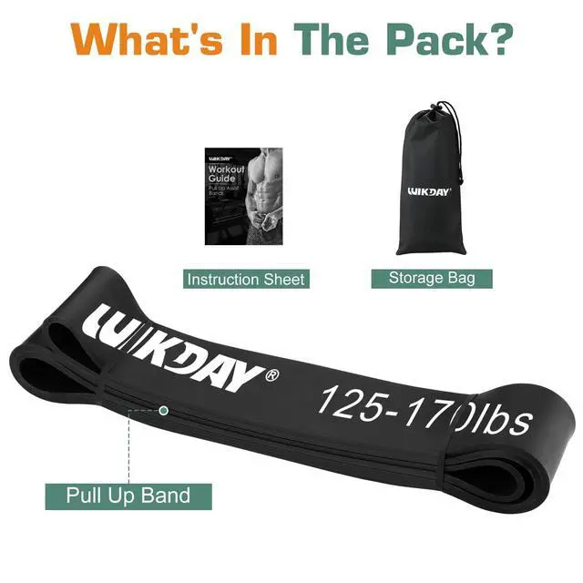 Alt view image 7 of 7 - Resistance Bands for Working Out, Exercise Bands, Workout Bands, Pull Up Assistance Bands for Body Stretching Training Physical Therapy Muscle Training for Men & Women Black (125-170 lbs)