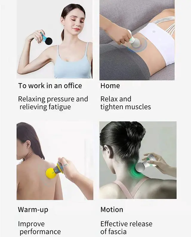 Alt view image 5 of 7 - Mini Massage Gun, Portable Mini Massager USB Charging Electric Handheld Personal Massager with 6 Speed Vibration, Deep Tissue Muscle Massager Fascia Gun for Relaxation Muscles Relief Pain (Blue)