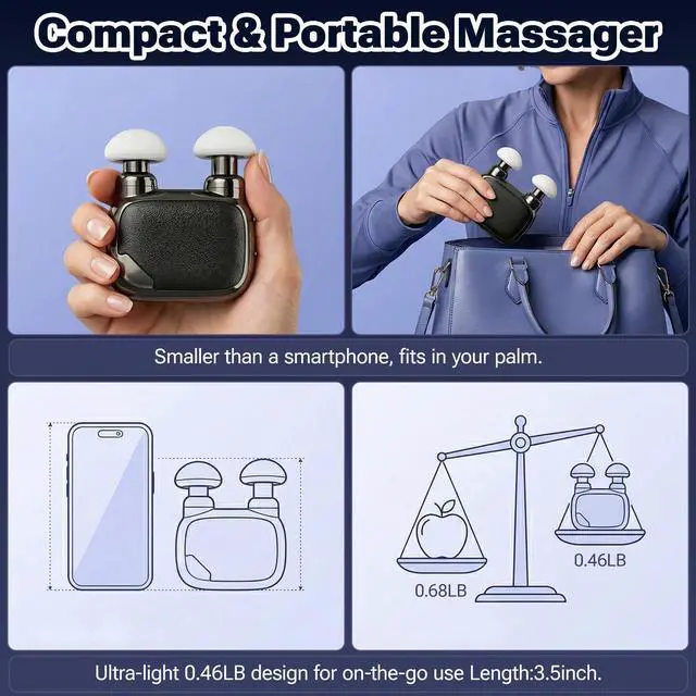 Alt view image 3 of 7 - Super Mini Massage Gun with Strong Brushless Motor, Percussion Deep Tissues Muscle Massager for Travel, 8mm Amplitude Massagers for Pain Relief for Gym, Travel, Office