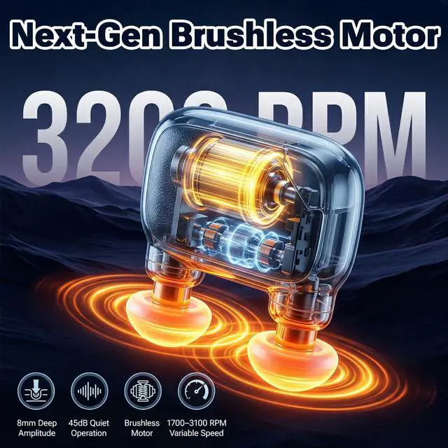 Alt view image 6 of 7 - Super Mini Massage Gun with Strong Brushless Motor, Percussion Deep Tissues Muscle Massager for Travel, 8mm Amplitude Massagers for Pain Relief for Gym, Travel, Office