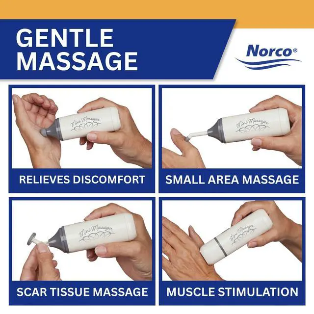 Alt view image 3 of 6 - Norco Mini Massager Portable Massage Gun for Scar Tissue Break Up, Massage, Hand, Finger, and Muscle Relief with 3 Silicone Attachments | NC70209