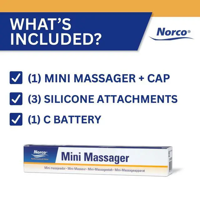 Alt view image 6 of 6 - Norco Mini Massager Portable Massage Gun for Scar Tissue Break Up, Massage, Hand, Finger, and Muscle Relief with 3 Silicone Attachments | NC70209