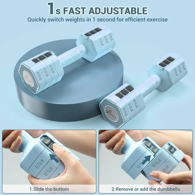 Alt view image 2 of 7 - Adjustable Dumbbells Hand Weights Set: Sportneer 4 In 1 Weight Each 2lb 3lb 4lb 5lb Free Weights Dumbbells Set for Women Fast Adjust Dumbbell Set for Men Home Gym Workout Strength Training Exercise