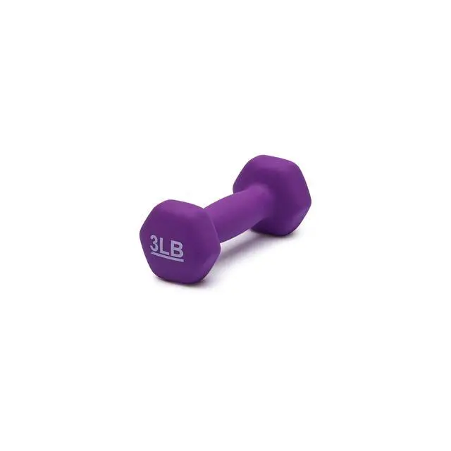 Alt view image 2 of 4 - Neoprene Dumbbell Hand Weights, Easy to Grip, 3 Pounds, Purple, Pair