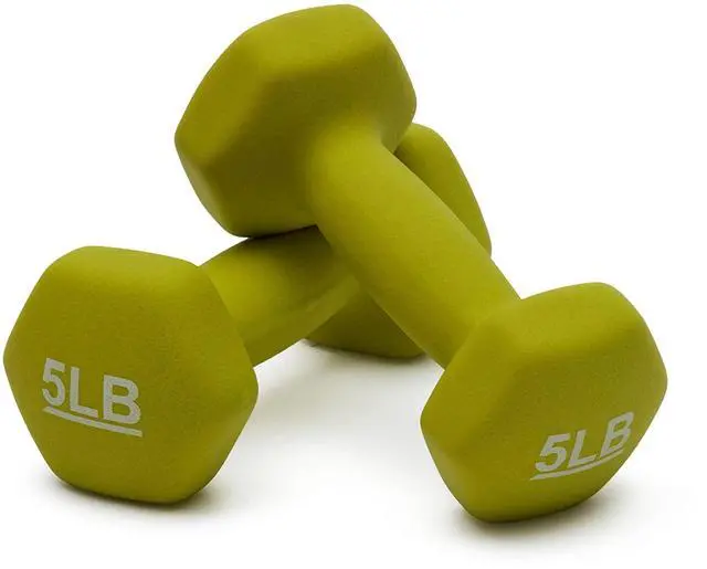 Alt view image 3 of 4 - Neoprene Dumbbell Hand Weights for Workout and Exercise, Hexagon Shape, 5 Pounds, Pair, Green