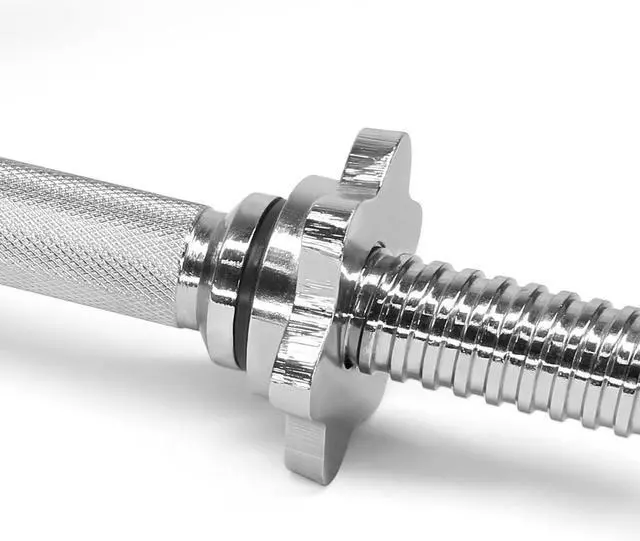 Alt view image 6 of 7 - Metal Threaded Dumbbell Handles Chrome Grip - 16 x 1 inch