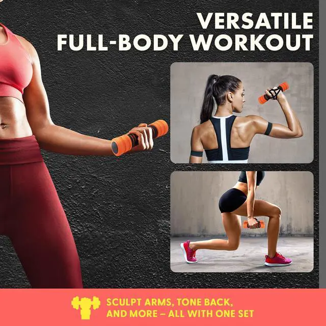 Alt view image 2 of 7 - 4.41 lbs Compact Weight Dumbbells - Versatile Dumbbells for Women, Weight Bars can be Added or Removed, Non-Slip Neoprene Ideal for Common Movement and Multi Functional Exercise