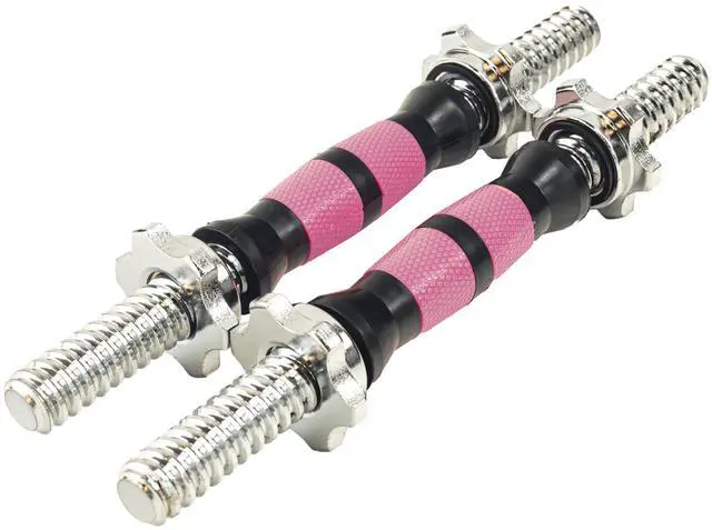 Main image of 35cm/14.2 Inch Rowland Harbor Pink&Black Threaded Dumbbell Durable Rubber Handles/Adjustable Dumbbell Bar Handles - Fit 1 inch Standard Weight Plate - Weightlifting Accessories - Sold in Pair