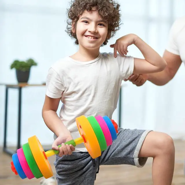 Alt view image 2 of 7 - Toddlers Weight Set Adjustable Kids Dumbbell Set Rainbow Colors Plastic Filling Water Exercise Hand Weights for Kindergarten Girls Boys Workout Toy