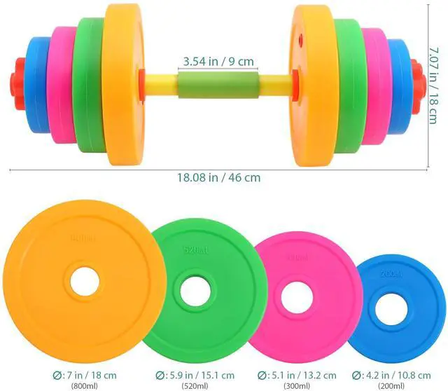 Alt view image 3 of 7 - Toddlers Weight Set Adjustable Kids Dumbbell Set Rainbow Colors Plastic Filling Water Exercise Hand Weights for Kindergarten Girls Boys Workout Toy