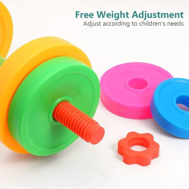 Alt view image 4 of 7 - Toddlers Weight Set Adjustable Kids Dumbbell Set Rainbow Colors Plastic Filling Water Exercise Hand Weights for Kindergarten Girls Boys Workout Toy