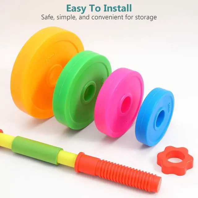 Alt view image 7 of 7 - Toddlers Weight Set Adjustable Kids Dumbbell Set Rainbow Colors Plastic Filling Water Exercise Hand Weights for Kindergarten Girls Boys Workout Toy