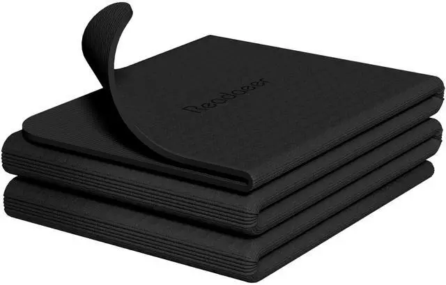Alt view image 7 of 7 - Foldable Yoga Mat for Travel Folding Yoga Mat 6mm Thick with Carrying Bag, Non-Slip TPE Exercise Pilates Mat for 72" L x 24" W x 0.24 Inch (Black)