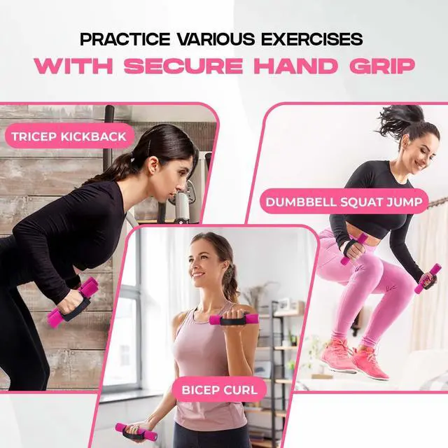 Alt view image 6 of 7 - 2lbs Adjustable Dumbbell Hand Weights Set Of 2 for Women's Walking or Travel Exercise with Adjustable Straps, Foam Cover, and Color Coded Weight, Anti Slip