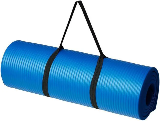 Main image of 1/2 Inch Extra Thick Exercise Yoga Mat with Carrying Strap for Home Workouts and Fitness, Non-Slip, Cushioned Support, 74" x 24" x 0.5", Blue
