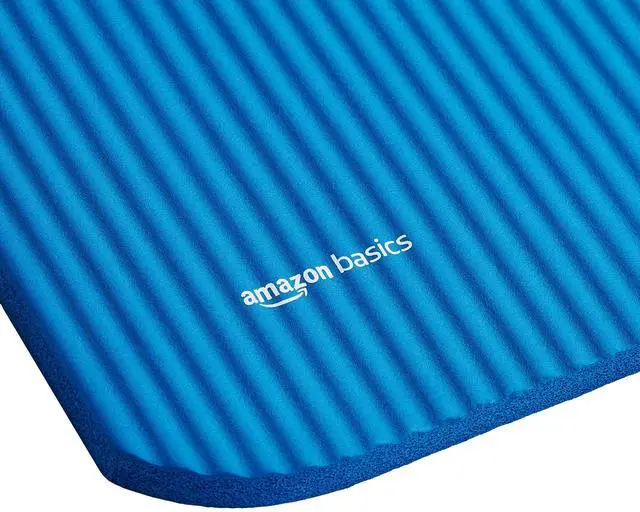 Alt view image 5 of 6 - 1/2 Inch Extra Thick Exercise Yoga Mat with Carrying Strap for Home Workouts and Fitness, Non-Slip, Cushioned Support, 74" x 24" x 0.5", Blue
