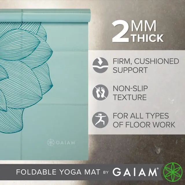 Alt view image 2 of 3 - Ultra-Thin Folding Travel Yoga Mat 2mm Slim Foldable Mat for Yoga, Pilates & Floor Workouts | Lightweight & Portable